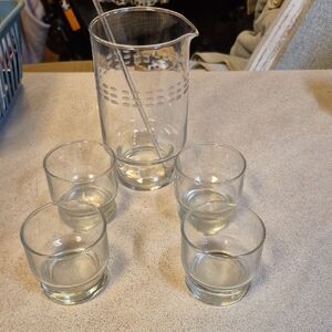 Princess House Clear Glass Pitcher and Tumbler Set